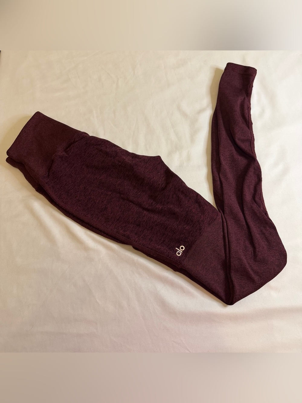 Alo Yoga Goddess Ribbed Leggings XS Burgundy Heathered High Rise 32” Inseam